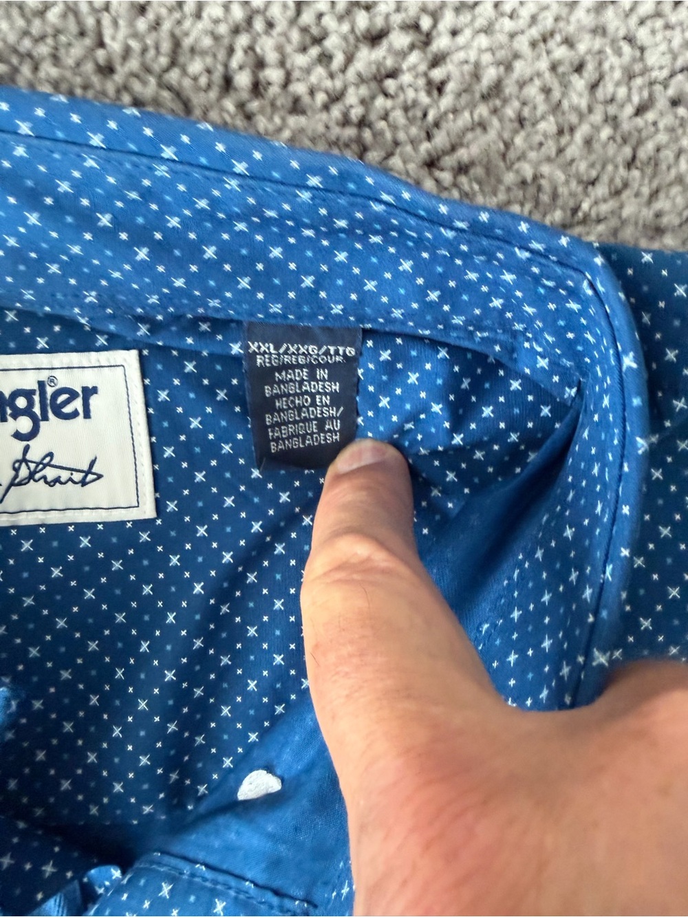 Wrangler Men's Royal Blue Micro Dot Button-Down Shirt - George Strait - Picture 4 of 6